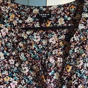 Torrid Floral Blouse - Brown, Yellow, Blue
